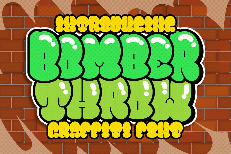 Bomber Throw Font, bubble lettering