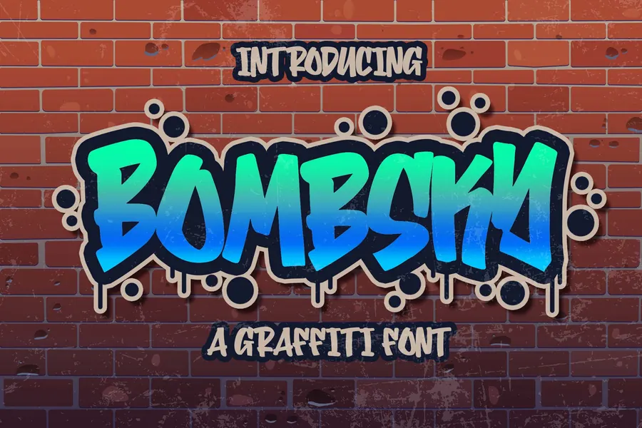 Bombsky Font, bubble lettering