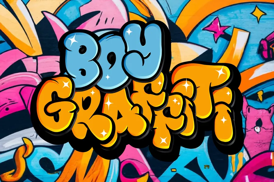 Boy Graffiti Font, bubble lettering