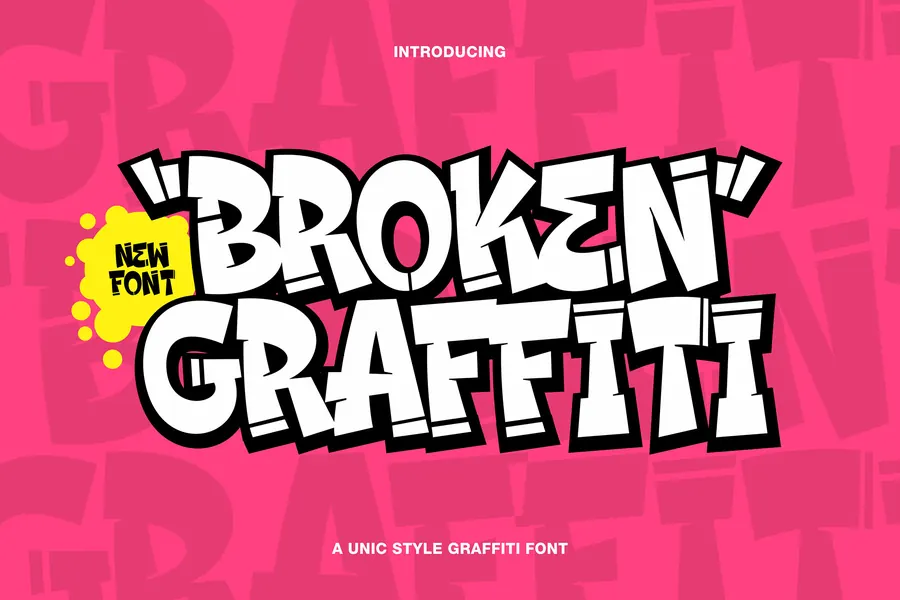Broken Graffiti Font, block & bold lettering