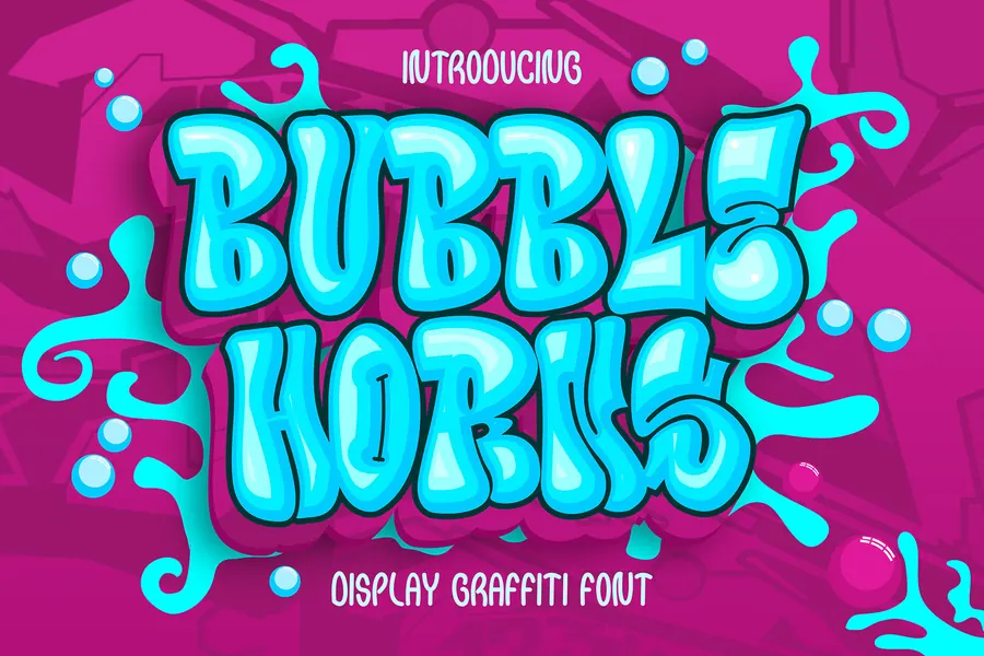 Bubble Horns Graffiti Font, bubble lettering