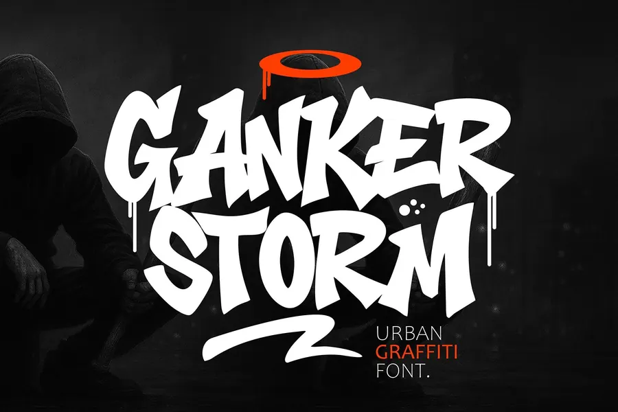 Ganker Storm Font, block & bold lettering