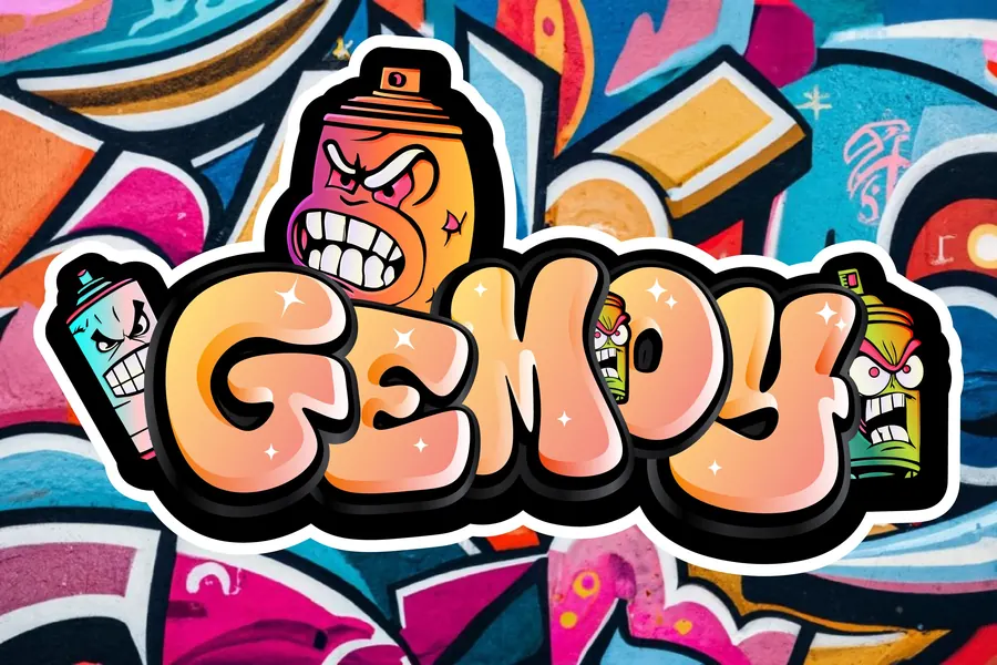 Gemoy Font, wildstyle lettering