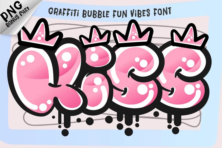Kiss Font, bubble lettering