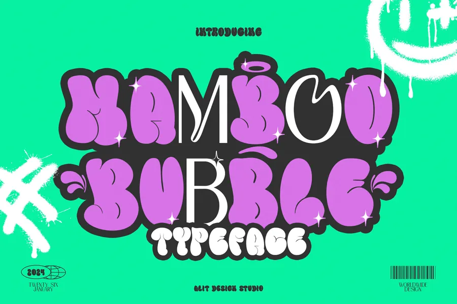Mamboo Bubble Font, bubble lettering