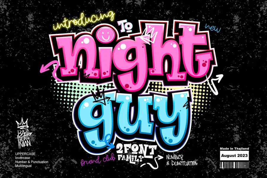 Night Guy Font, bubble lettering