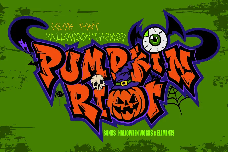 Pumpkin Riot Font, cartoon lettering