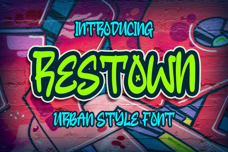 Restown Font, block & bold lettering