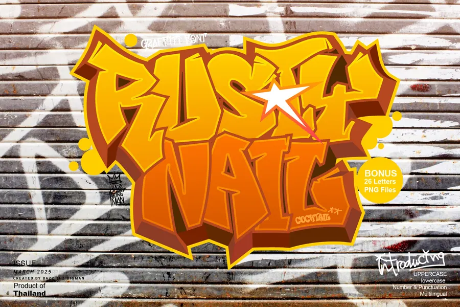 Rusty Nail Cocktail Font, 3D lettering