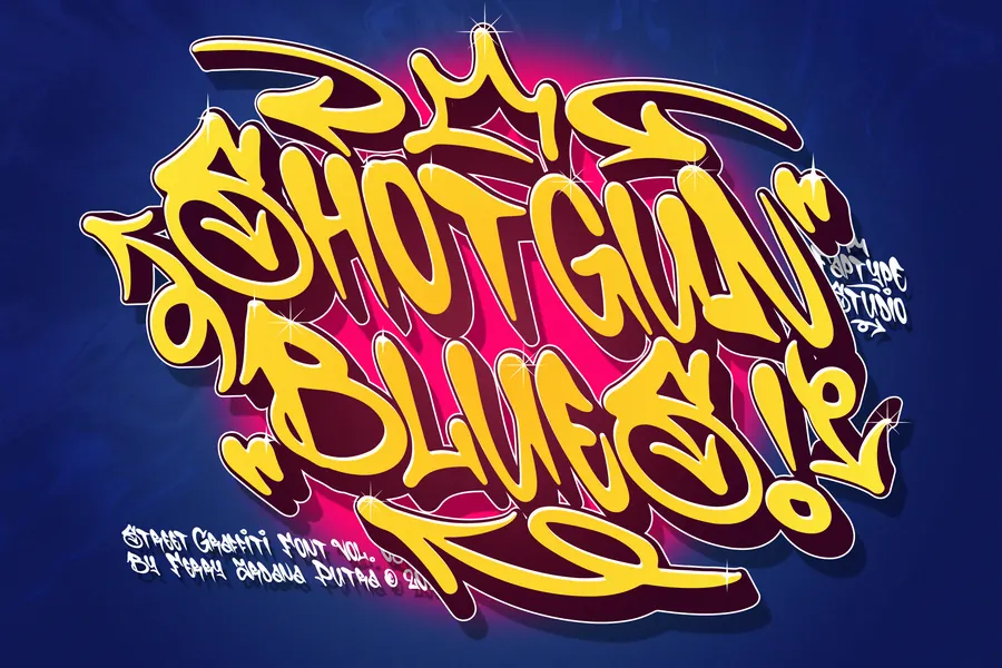 Shotgun Blues Font, wildstyle lettering