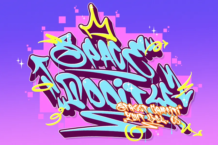 Space Oddity Font, wildstyle lettering