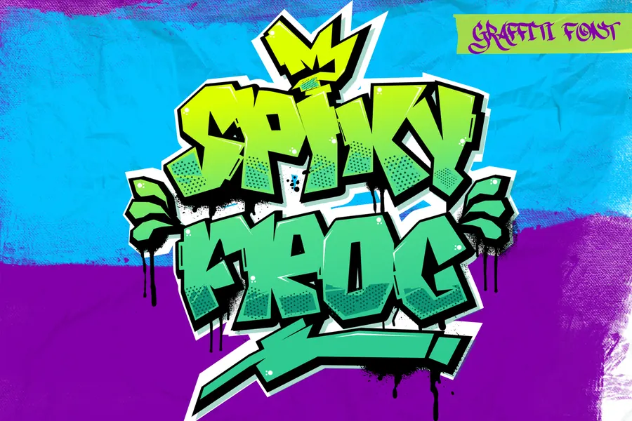 Spiky Frog Font, cartoon lettering