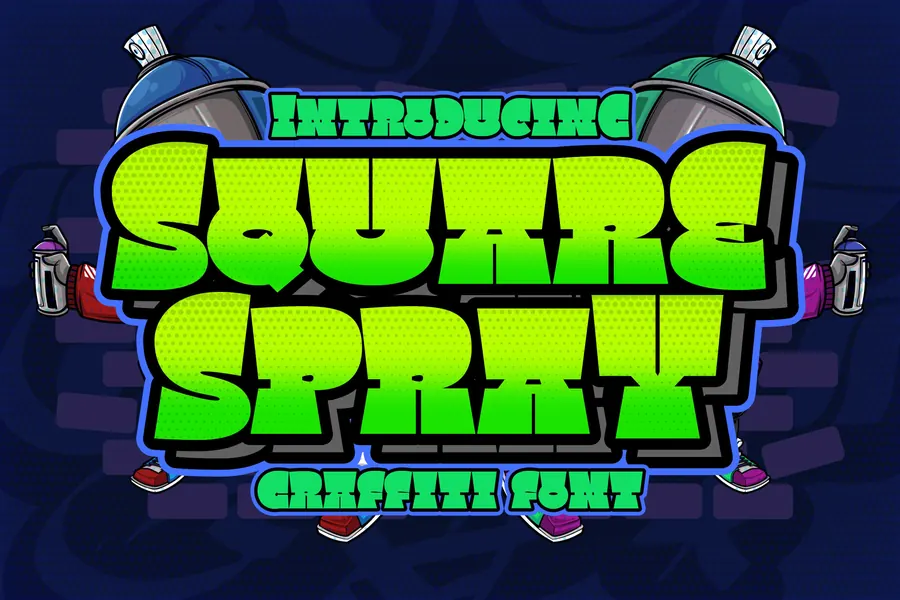 Square Spray Font, bubble lettering