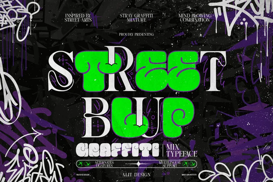 Street Blup Font, block & bold lettering