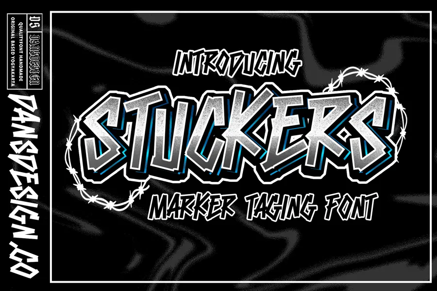 Stuckers Font, block & bold lettering