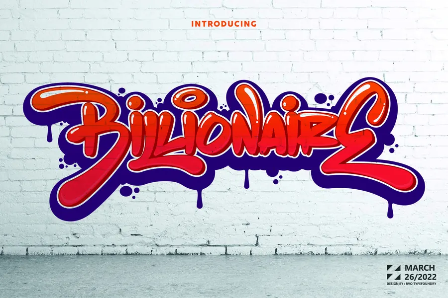 The Red Billionaire Font, wildstyle lettering