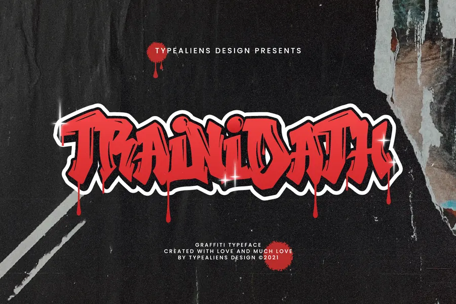 Trainidath Font, block & bold lettering