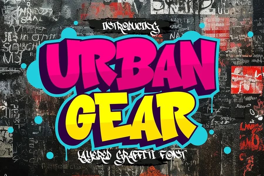 Urban Gear Font, block & bold lettering
