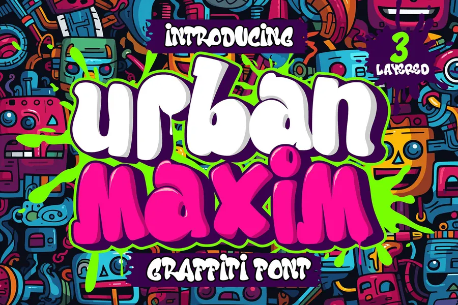 Urban Maxim Font, block & bold lettering